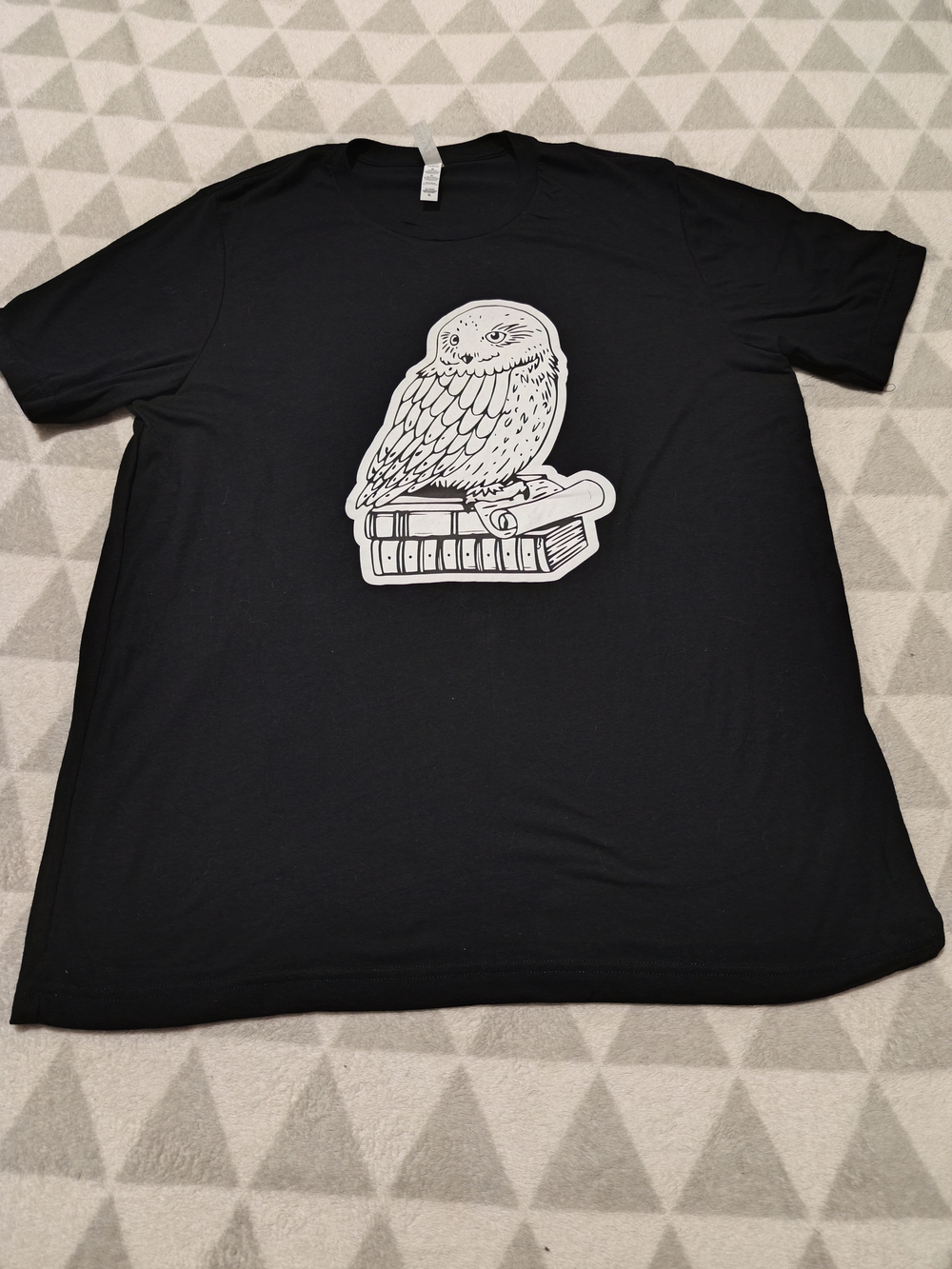 Bella Canvas Black T-Shirt with White owl